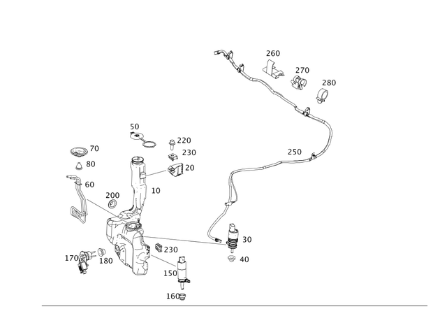 2048690000 - Windshield Washer System, Emergency Equipment: Washer Fluid Reservoir for Mercedes-Benz: C250, C300, C350 Image image