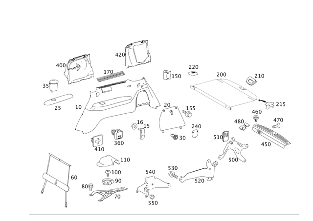 1646909625 - Covering and Lining: Trim, Rear Side Element for Mercedes-Benz: GL320, GL550 Image image
