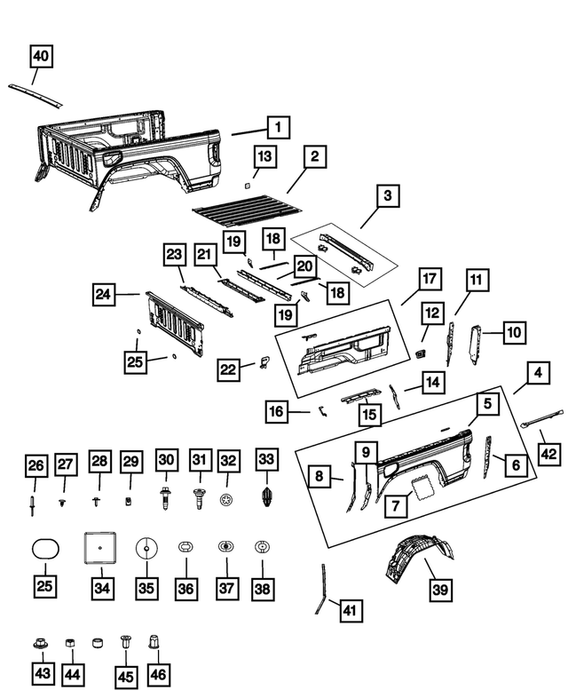 68727342AA - Body Sheet Metal Except Doors: Pickup Box for Mopar Image image