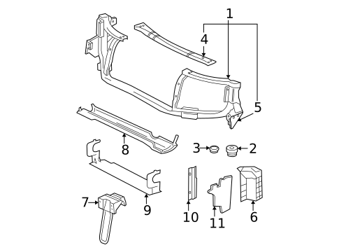 Radiator Support for 2002 Oldsmobile Bravada #0