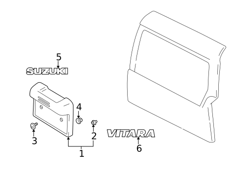 Exterior Trim - Back Door for 2004 Suzuki Vitara #0