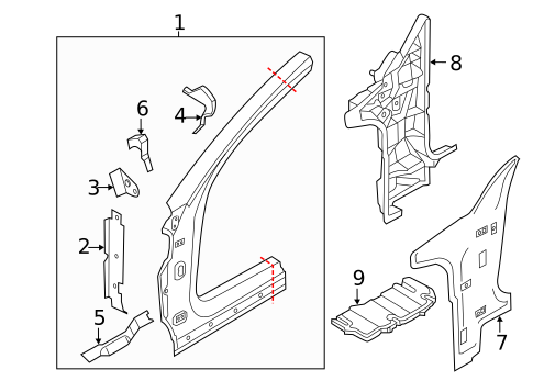 Hinge Pillar for 2016 Audi A8 Quattro #0