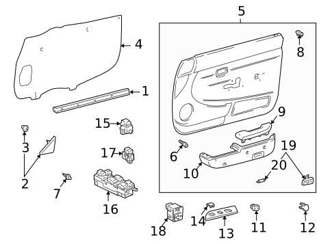 パーツ 76 Interior Trim - Front Door for 1997 Toyota Tacoma | Longo Toyota Parts