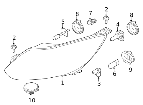Headlamp Components for 2014 Ford Focus #0