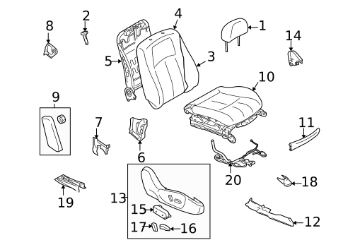 Passenger Seat Components for 2014 INFINITI Q60 #1