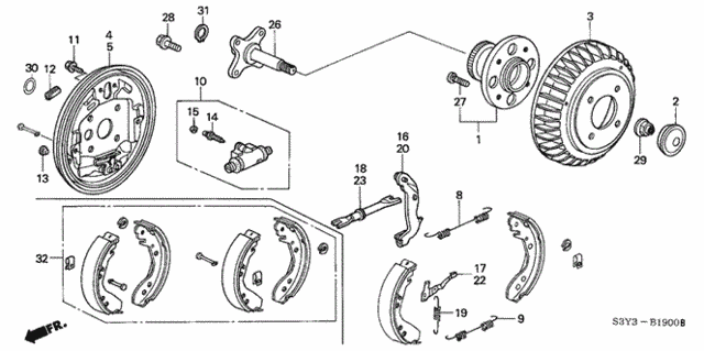 Rear Brake (Drum) for 2000 Honda Insight #0