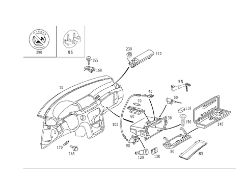 Instrument Panel and Gloves Compartment Box with Passenger Air Bag for 2001 Mercedes-Benz S55 AMG #2