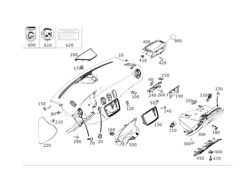 Instrument Panel and Gloves Compartment Box with Passenger Air Bag for 2014 Mercedes-Benz CLA250 #0