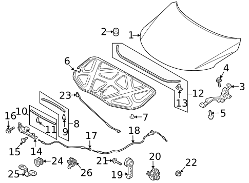 Hood & Components for 2013 Kia Forte #0