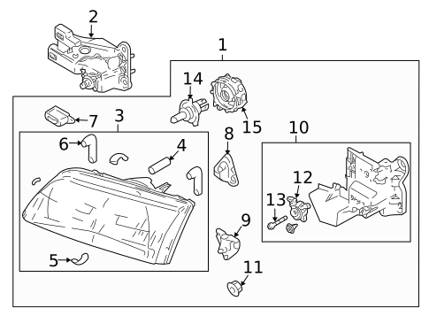 Headlamp Components for 1999 Mazda 626 #1