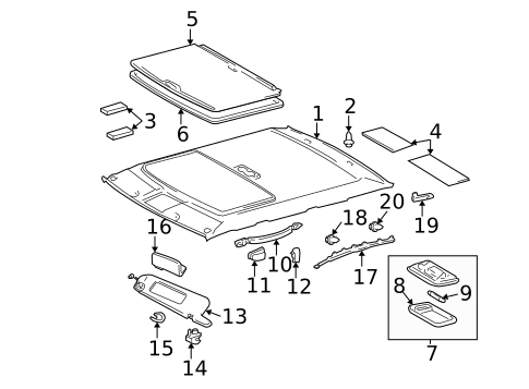Interior Trim - Roof for 2002 Toyota Camry #0