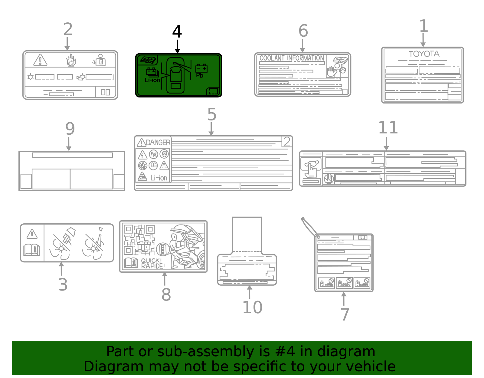 2023-2025 Toyota bZ4X Battery Label 288A2-10010 | Toyota Parts Express