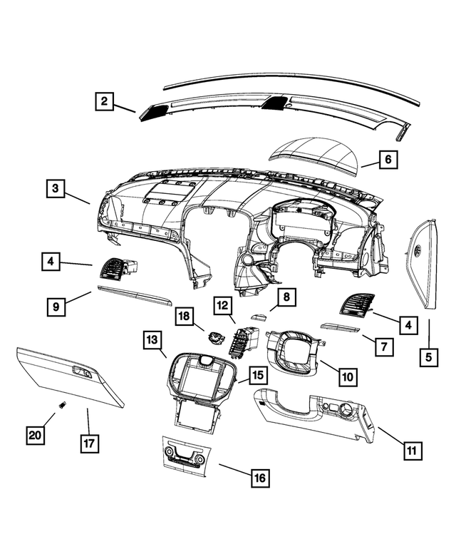 1VU75DX8AB - Interior Trim: Air Conditioning &amp; Heater Outlet, Left for Mopar Image