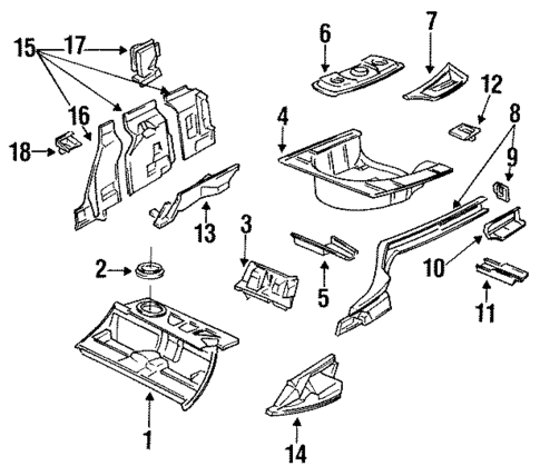 Rear Floor & Rails for 1995 Audi 90 #0