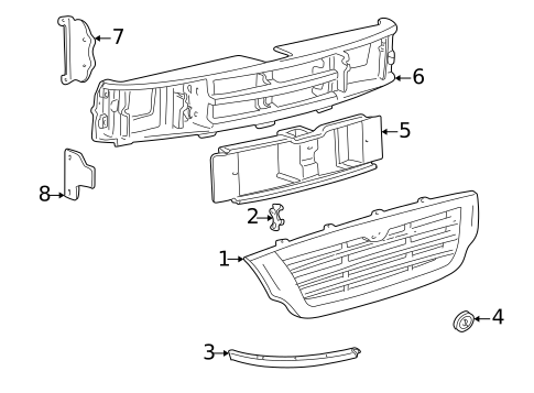 Grille & Components for 2000 Mazda B2500 #0