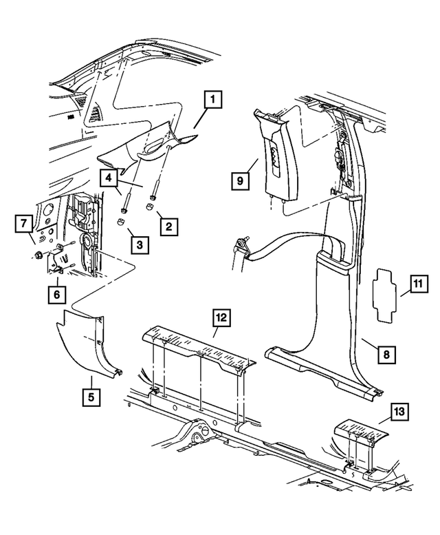5JP14BDXAD - Interior Trim: A Pillar Molding, Right for Mopar Image