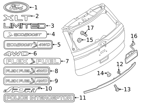 Exterior Trim - Lift Gate for 2012 Ford Explorer #0