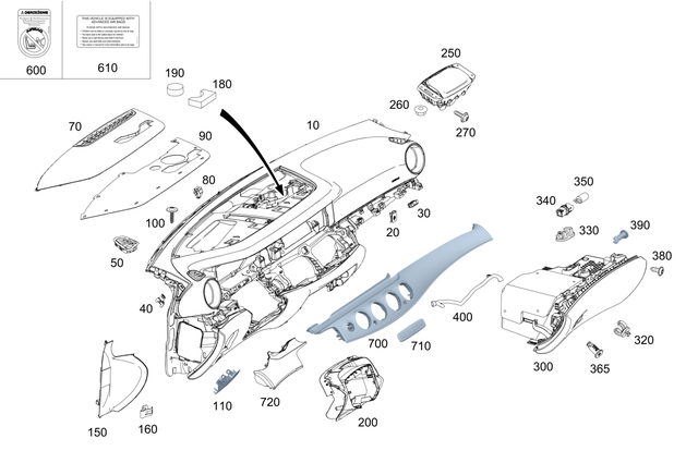 2136800405 - Trim: Instrument Panel for Mercedes-Benz: CLS450, CLS53 AMG, E300, E350, E400, E450, E53 AMG Image image