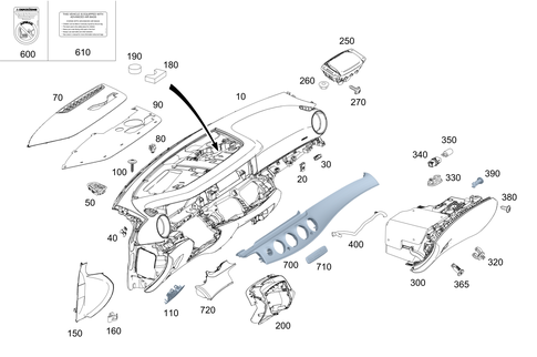 Instrument Panel and Glove Compartment Housing with Front Passenger Airbag for 2026 Mercedes-Benz E53 AMG #0