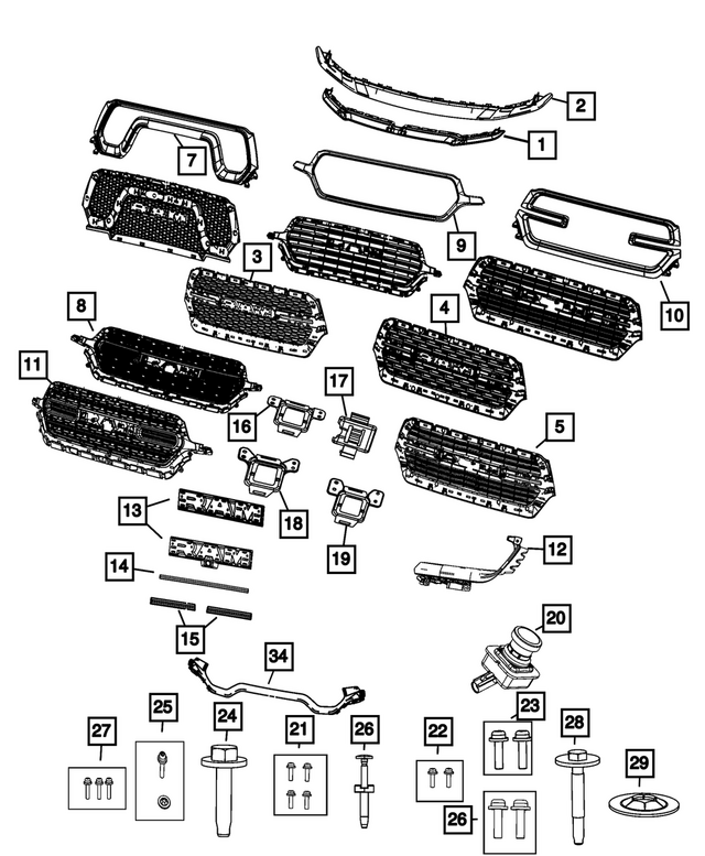 « 68404850AA – Exterior Ornamentation : Radiateur Calandre pour Mopar Image »