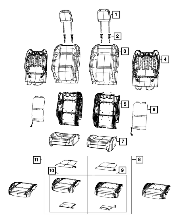 « 68281998AE – Interior Trim : Dossier De Siège Avant Mousse, Côté Droit pour Mopar Image »