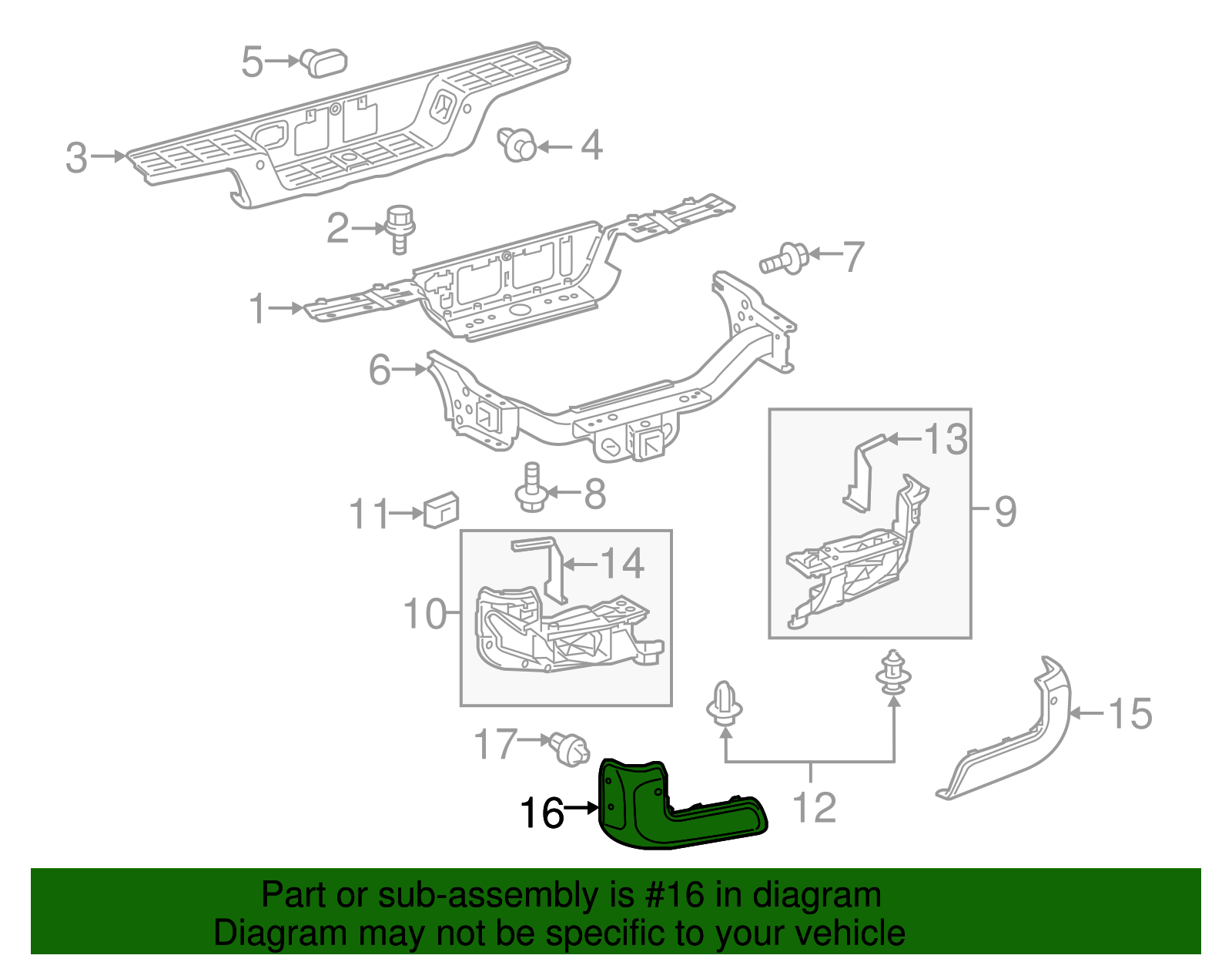 kumaページ 2016-2023 Toyota Tacoma Bumper Cover (Left, Rear) 52156