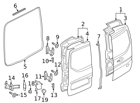 Door & Components for 2014 Ford Transit Connect #0