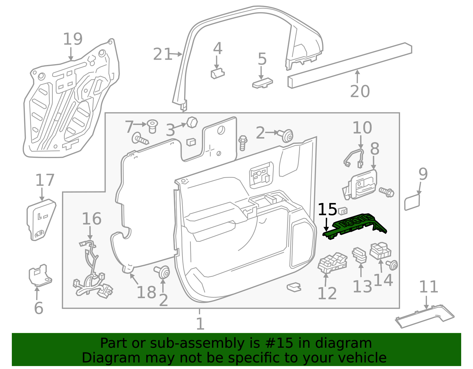 2015-2019 GM Black Carbon Metallic Driver Side Front Door Switch Bezel ...