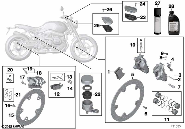 34117696593 - Service and Scope of Repair Work: Set of Brake Pads Front -  for BMW-Motorrad Image