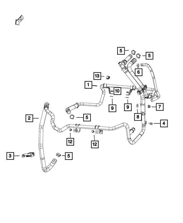52014856AE - Air Conditioners and Heaters: Heater Return Hose for Mopar Image