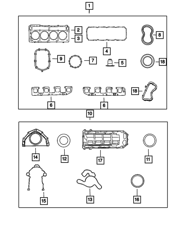 68417512AB - 5.7L Gas; Engine: Engine Upper Gasket Package for Mopar Image image