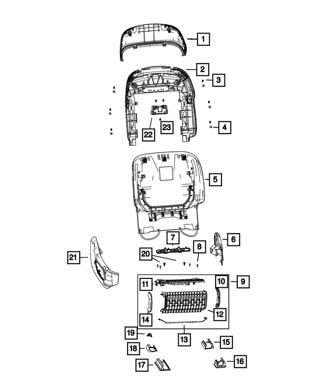 6SM131X7AD - Interior Trim: Front Seat Back Panel for Jeep: Grand Cherokee, Grand Cherokee L Image
