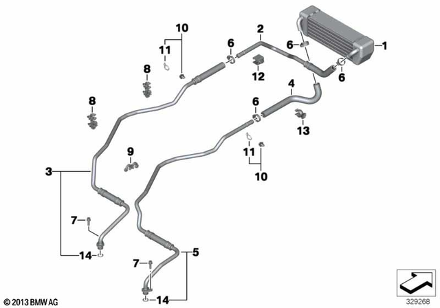 17227723504 - : Oil Cooler Supply Line, Front for BMW-Motorrad Image
