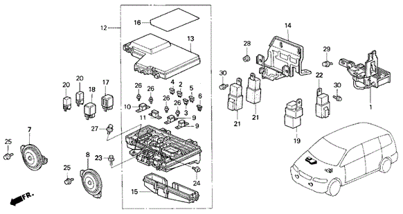 Control Unit (Engine Compartment) for 1997 Honda Odyssey #0