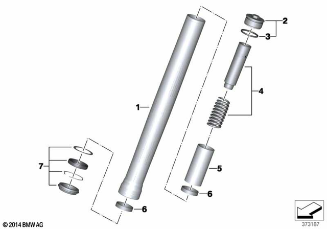 31428566561 - Front Axle, Front Suspension: Fork Tube, Silver -  for BMW-Motorrad Image