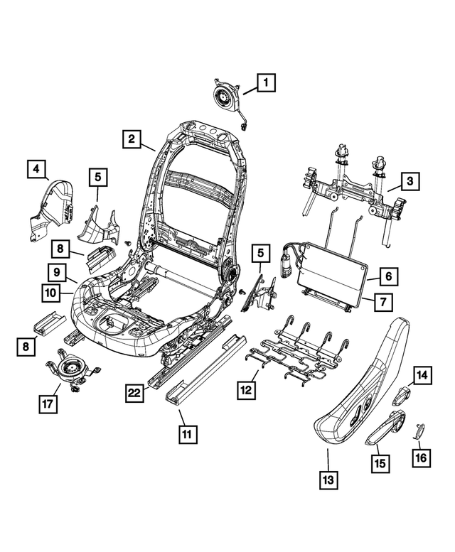 68260534AC - Interior Trim: Front Seat Back Frame for Chrysler: 200 | Dodge: Dart | Jeep: Cherokee Image