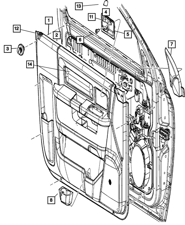 6WY42TX7AA - Interior Trim: Front Door Trim Panel, Right for Mopar Image