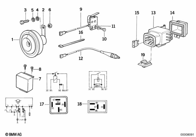 61332306791 - General Electrical System: Horn - 335Hz for BMW-Motorrad Image