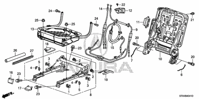 Middle Seat Components (R.) for 2012 Acura MDX #0