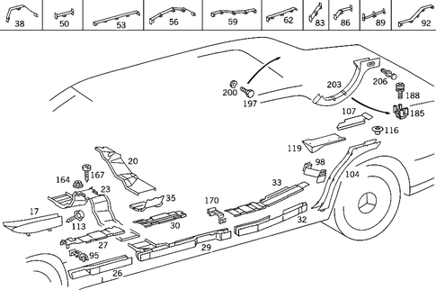 Cable Cover and Cable Ducts for 1993 Mercedes-Benz 300SD #0