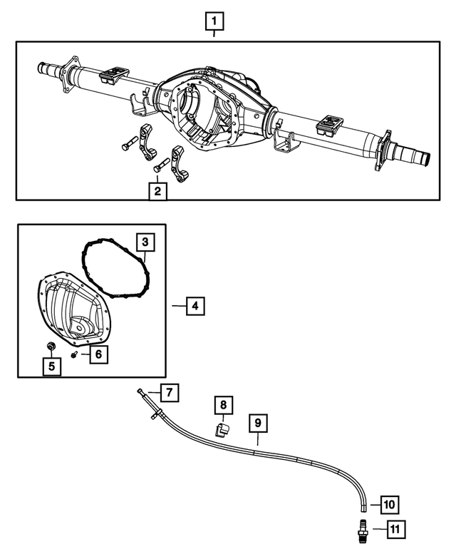 68158414AA - Rear Axle; American Axle 267 MM; Differential and Drive Line: Rear Axle Housing for Mopar Image