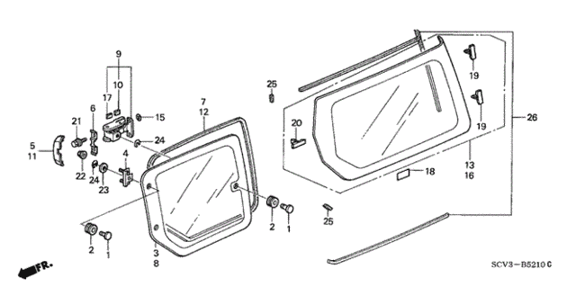 Access Panel Glass  - Quarter Glass for 2005 Honda Element #0