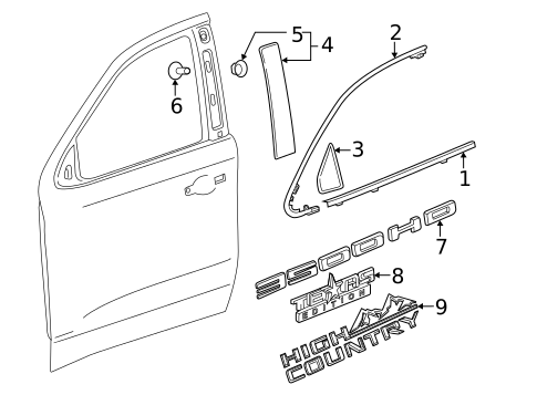 Exterior Trim - Front Door for 2022 Chevrolet Silverado 3500 HD #0