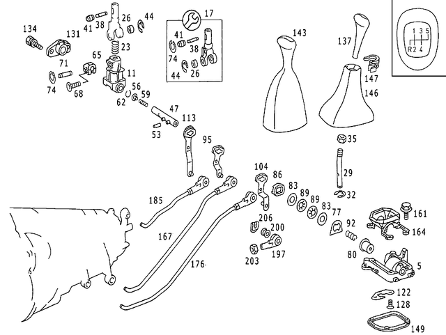 1242670410 - : Gearshift-Lever Knob for Mercedes-Benz: 190, 190D, 190E, 200, 200D, 260E, 300CE, 300D, 300E, 300SE, 300SEL, 300TD, 300TE Image