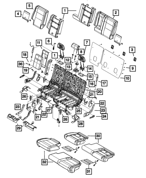 Rear Seats - Second Row for 2019 Jeep Grand Cherokee #9