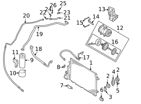 Condenser, Compressor & Lines for 2004 Volkswagen Passat #0