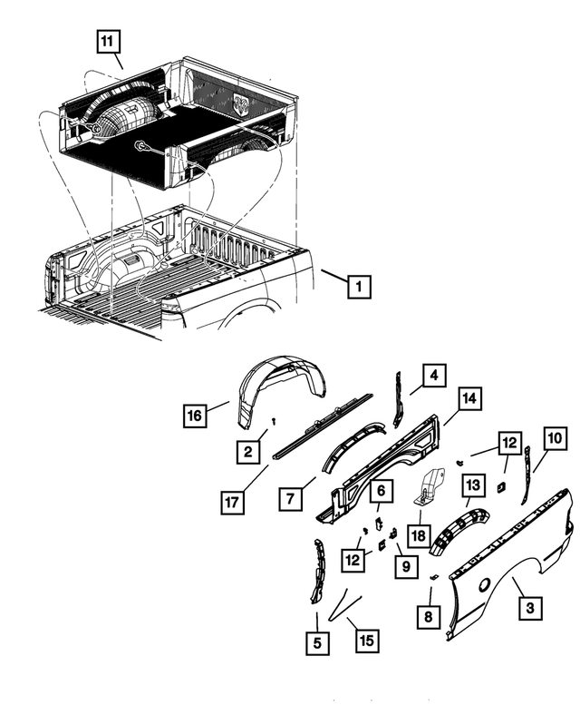 68285619AA - Body Sheet Metal Except Doors: Wheelhouse Outer Panel, Left for Mopar Image