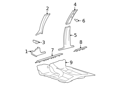 Interior Trim - Pillars for 2005 Mercury Grand Marquis #0
