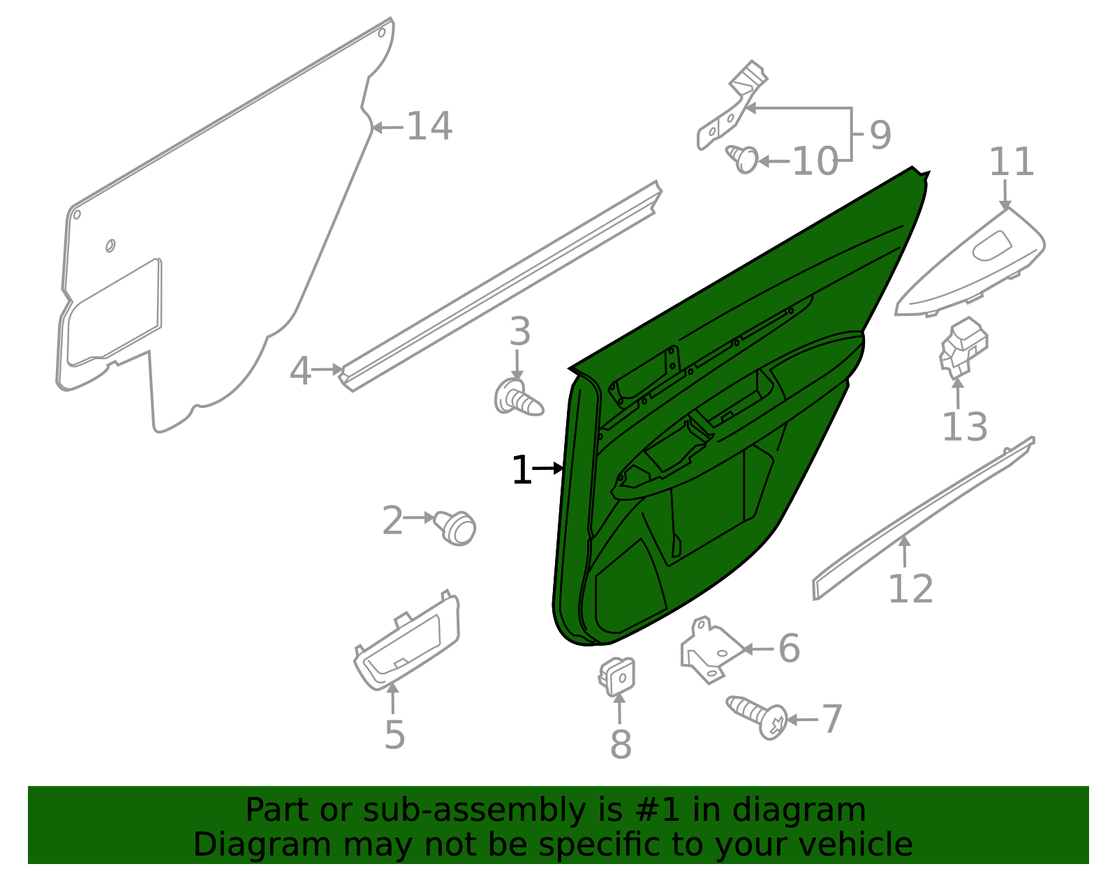 2013-2014 Subaru Outback Door Trim Panel 94226AJ44AWJ | OEM Parts