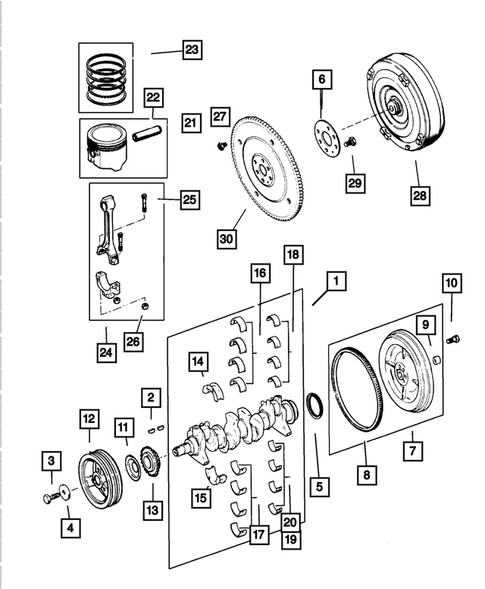 Crankshaft, Piston and Drive Plate for 2001 Jeep Wrangler #0